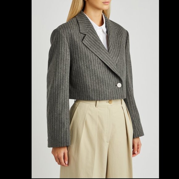 NWOT Acne Studios Jillion Striped Cropped Wool Blazer - Picture 2 of 7